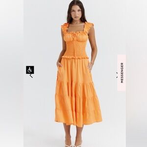 House of CB Orange Ruffle Maxi Dress